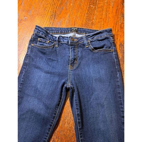 Waist 28 Just Black Skinny Stretch Denim Blue Jeans Raw Hem Pockets Belt Loops - Picture 2 of 4